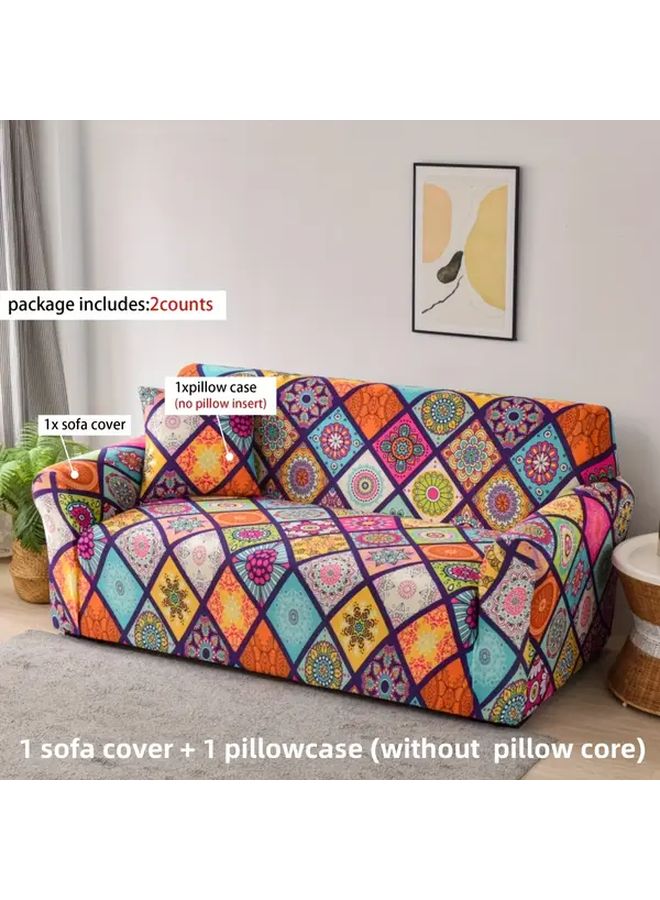 Monet Floral Bohemian Style Sofa Cover 4 Seater Stretchable Elastic Fabric Machine Washable - Image 1